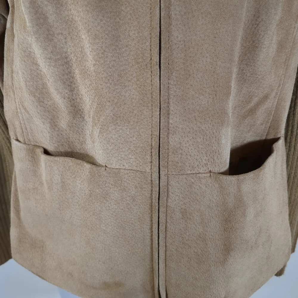 A.M.I. leather jacket with knit sleeves brown jacket, size PM